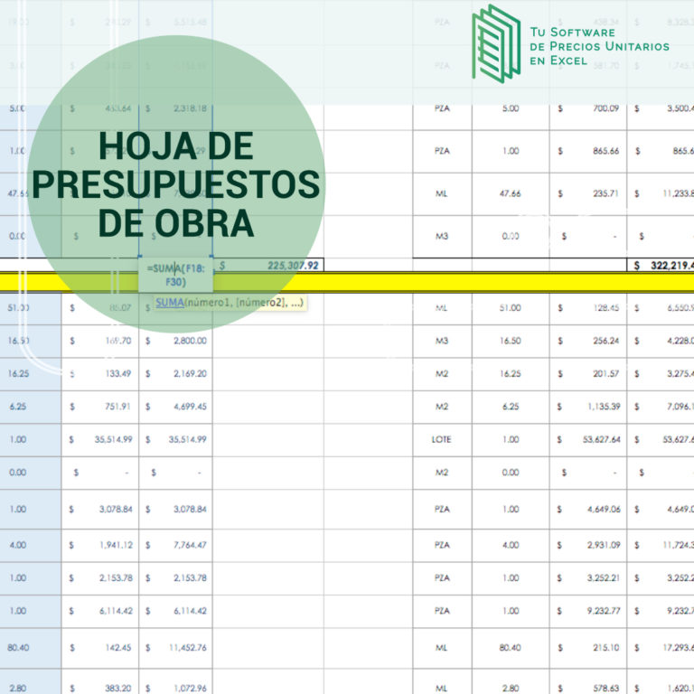 Paquete Presupuestos De Obra Herramientas De Excel